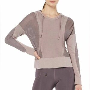 UNDER ARMOUR Mauve Cropped Athletic Hoodie Mesh Panel Lightweight S